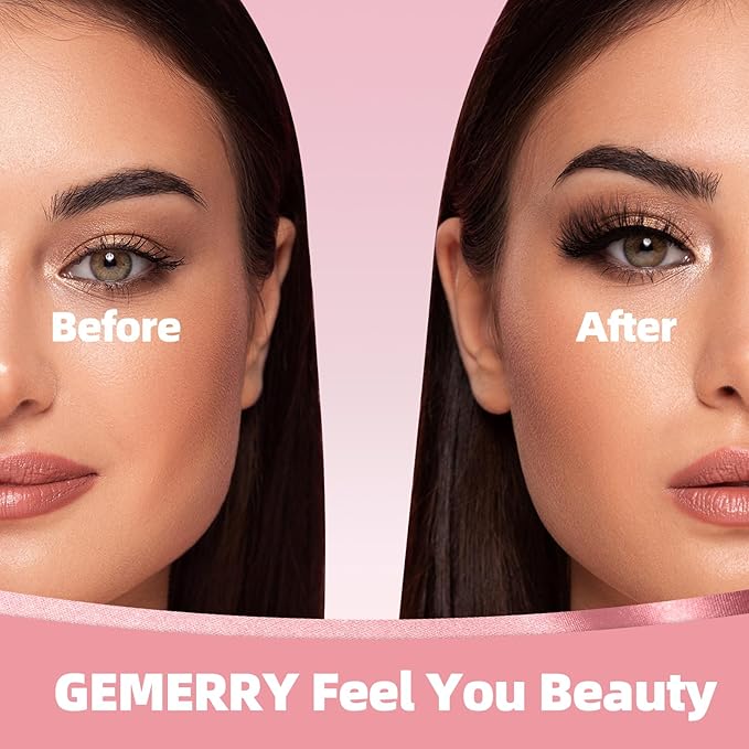 GEMERRY Fluffy False Eyelashes Kit with Strip Lash Glue, Mink Wispy 10 Pairs Fake Eyelashes, Soft & Comfortable Synthetic Fibers, Vegan