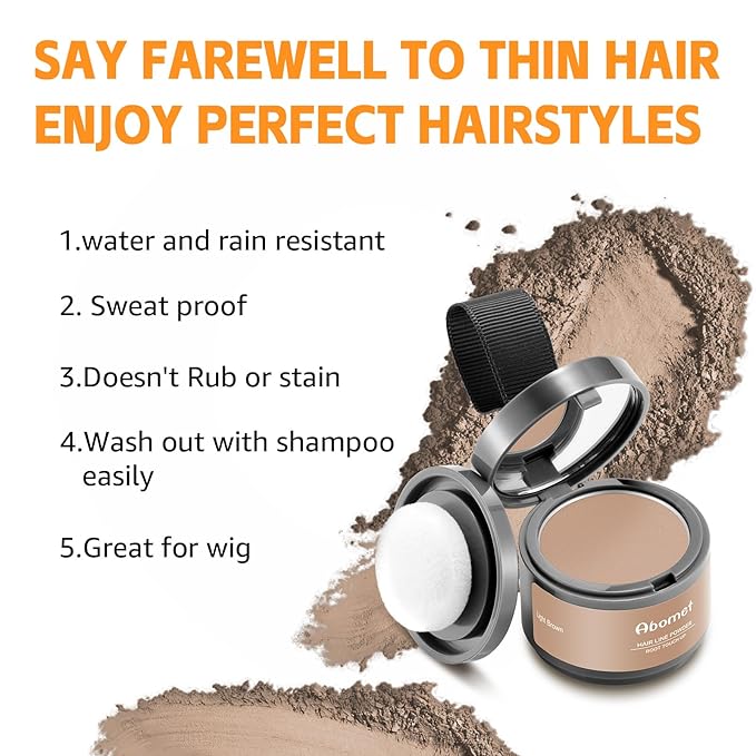 Root Touch Up Instantly Gray Hair Coverage and Hairline Powder, Conceal Hair Loss and Thinning For Women and Men, Hair Fibers (Light Brown)