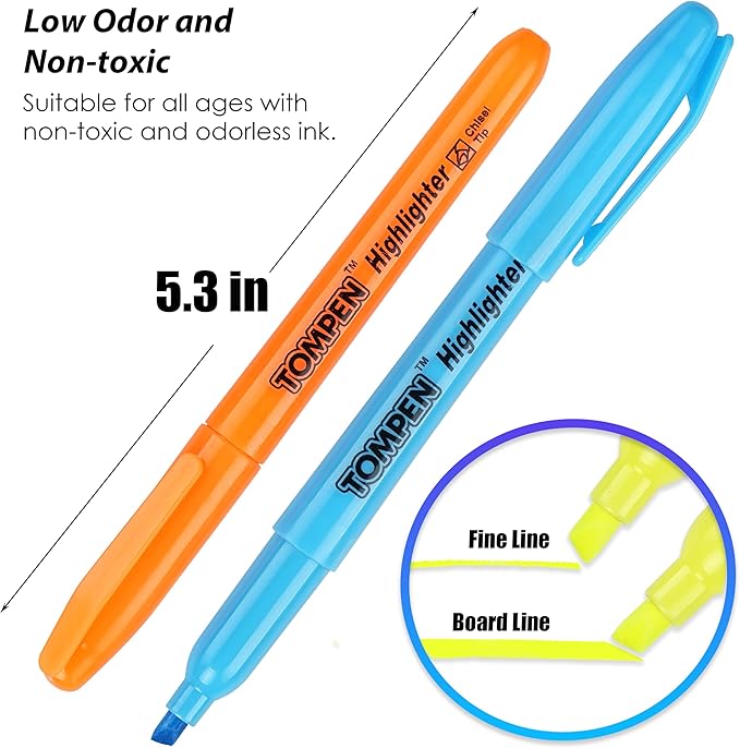 Highlighters Bulk 48 Pack–6 Assorted Colors No Bleed Chisel Tip High lighter Markers Set for School,Office,Bible Study, Journaling–Smear-Free,Quick Dry Fluorescent Pens for Teachers Students