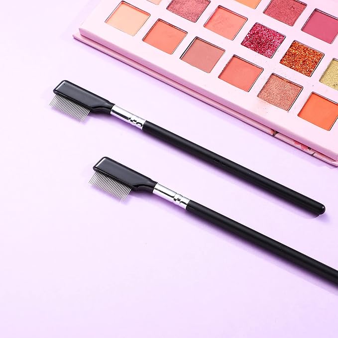Metal Eyelash Brush 2 Pieces Grooming Eyelash Separator Mascara Metal Separated Lash Make up Brush Comb Cosmetic Separator Curler Eye Makeup Tool for Women
