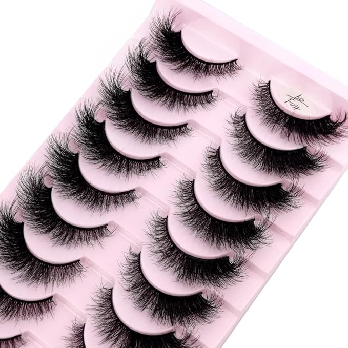 HBZGTLAD New 10 Pairs 3D Mink Lashes False Eyelashes Handmade Wispy Fluffy Long Lashes Natural Eye Makeup Tools Eye Lashes(6DF04)