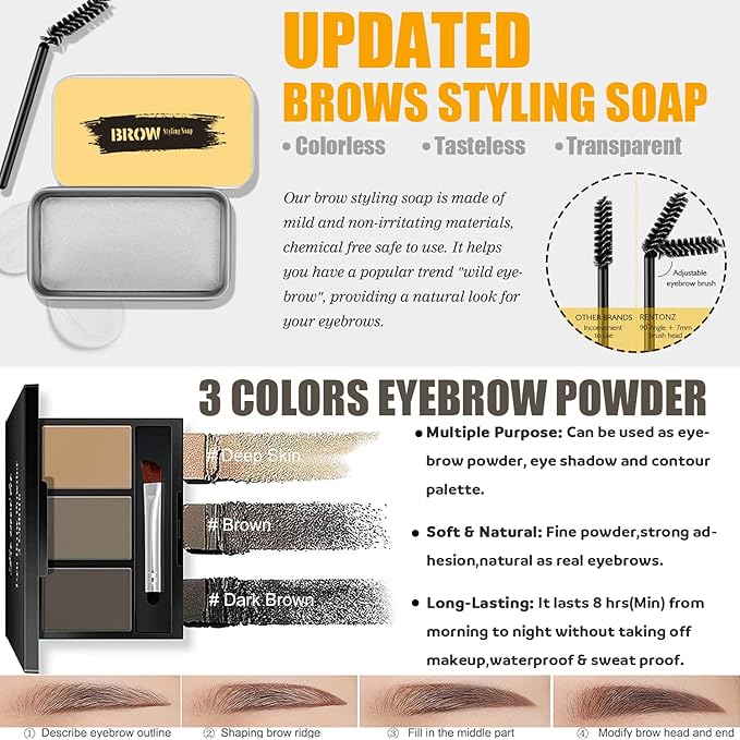 All in One Makeup Kit for Women Full Kit, Make Up Gift Set for Women Teens Girls, Includes 12 Colors Eyeshadow, Foundation, Lipstick, Mascara, Brush, Sponge, Brow Powder, Brow Soap, Eyeliner Stamp