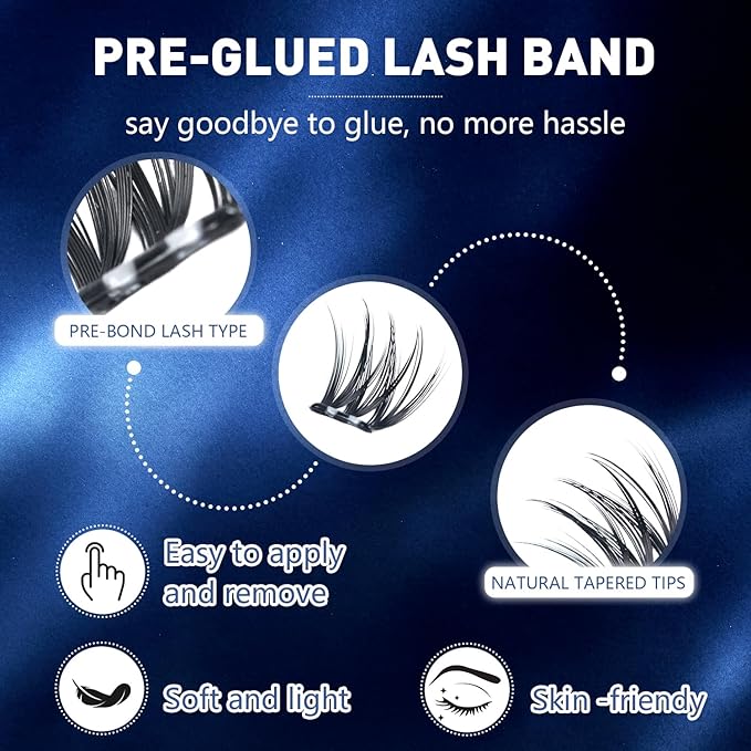 Self Adhesive Eyelashes Clusters Natural Look Wispy Press On Lash Clusters Pre Glued Eyelash Clusters Reusable No Glue Needed Lash Extensions
