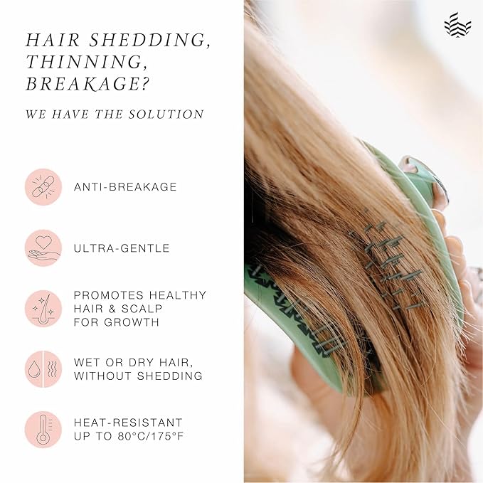 Manta Original Anti-Breakage Hairbrush – Gentle Detangling Brush for Wet & Dry Hair, Flexible Hairbrush for All Types, Healthy Hair Care for Women & Men, Black