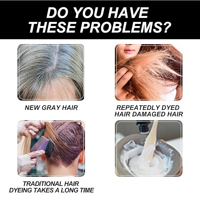 Mild Formula Long Lasting Hair Dye Set,Gentle Plant-Based Quick-Use Hair Dye,Shampoo Para Pintar El Cabello,Long-Lasting Single Step HairDye Kit For Gray Coverage (Natural Black)