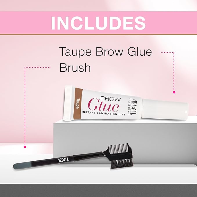 Ardell Brow Glue Taupe with Styling Brush – Tinted Eyebrow Gel for Lamination Lift, All-Day Extreme Hold Brow Gel for Defined & Fluffy Brows, 0.35 oz