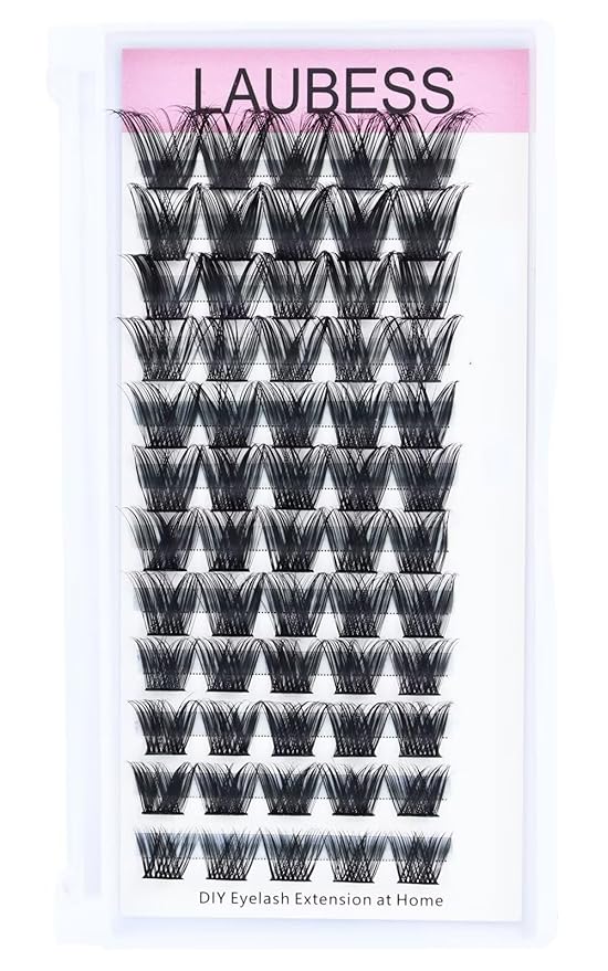 Cluster Lashes Individual Lashes D Curl Lash Clusters Volume Eyelash Clusters DIY Lash Extension Kit Fluffy Cluster Eyelash Extensions (02-0.07D, 12mm)