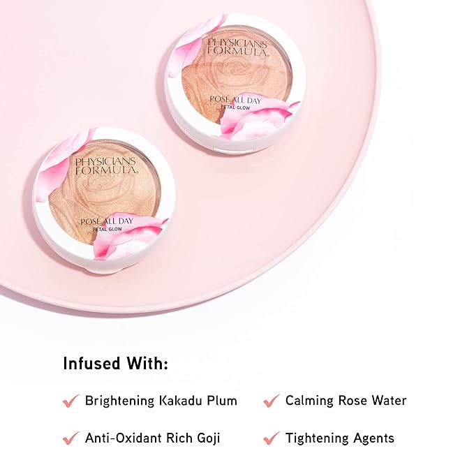Physicians Formula Rosé All Day Highlighter Blush Face Powder, Pink Petal Glow, Dermatologist Tested, Clinicially Tested (Pack of 2)