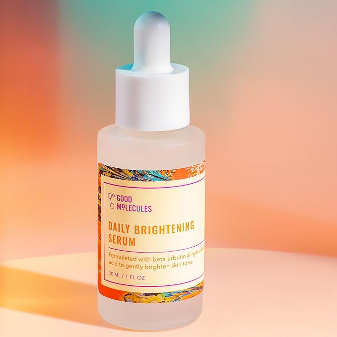 Good Molecules Daily Brightening Serum - Hyaluronic Acid Serum with Beta Arbutin to Target Dark Spots - Brightening and Anti-Aging Skin Care for Face