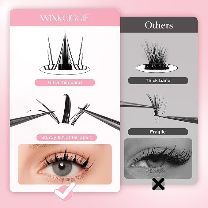 Manga Lash Clusters Wispy Eyelash Clusters with spikes, 144pcs D Curled Natural Volume Lash Extensions with Soft Ultra-thin Band, 10-16mm (F03)