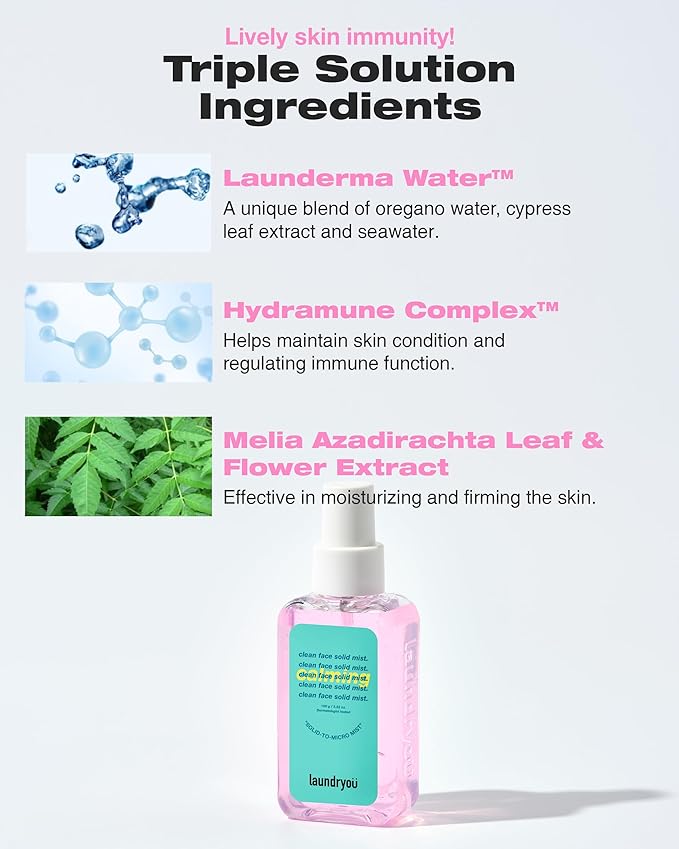 Clean Face Solid Gel-To-Mist Hydrating Spray Serum for Redness Relief & Soothing Irritated Skin Lightweight Moisturizing Facial Mist for Sensitive Skin Korean Skin Care (3.38 fl oz)