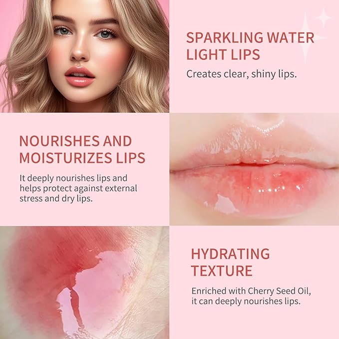 CHIFURE Hydrating Lip Oil, Plumping Lip Gloss, Moisturizing Lip Balm, Transparent Lip Oil, Non-Sticky Long Lasting Lip Gloss, Tinted Lip Balm for Lip Care,0.28 OZ (#007-Raspberry, 0.28 OZ)