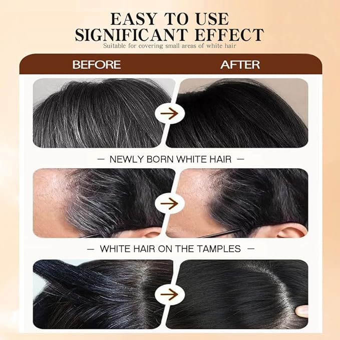 2Pack Root-Touch-Up Hair Color Stick with Built -in Comb – Instant Waterproof Brown Dye for Gray Coverage, Sweat-Proof Long-Lasting, Travel-Friendly Dye Pen for Women & Men (02#Brownish Black)