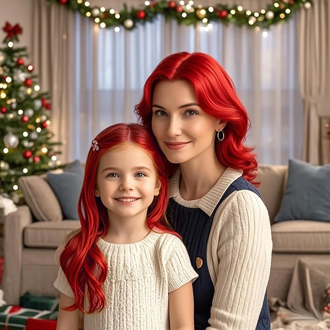 Red Hair Dye - Temporary Hair Color Chalk for Kids, Hair Wax Color for girls age 4 5 6 7 8 9-12+ Birthday Party Cosplay DIY Independence Day Halloween Christmas