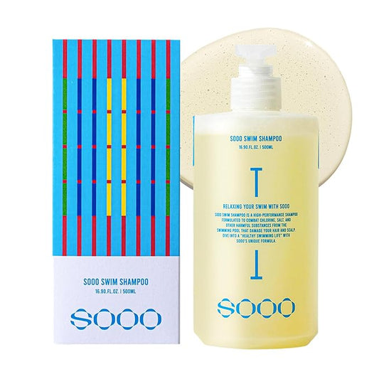 SOOO Swim Shampoo, Chlorine Removal After Swim Shampoo for Swimmers, Removes Salt & Residue, Refreshing dry itchy Scalp & Pool Odor, Centella Asiatica, Citrus Scent, Silicone-Free Paraben-Free 16.9Oz