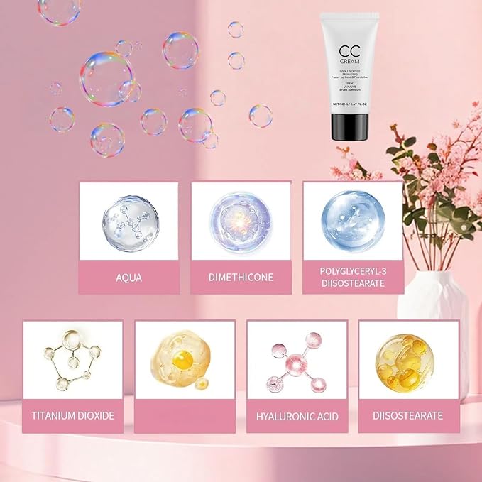 Cc Cream for Older Women,Cc Cream With Spf 43,Self Adjusting for Mature Skin, Anti-Aging Sunscreen Foundatio with Moisturizer, Conceals, Moisture & Anti Aging(3) (3)