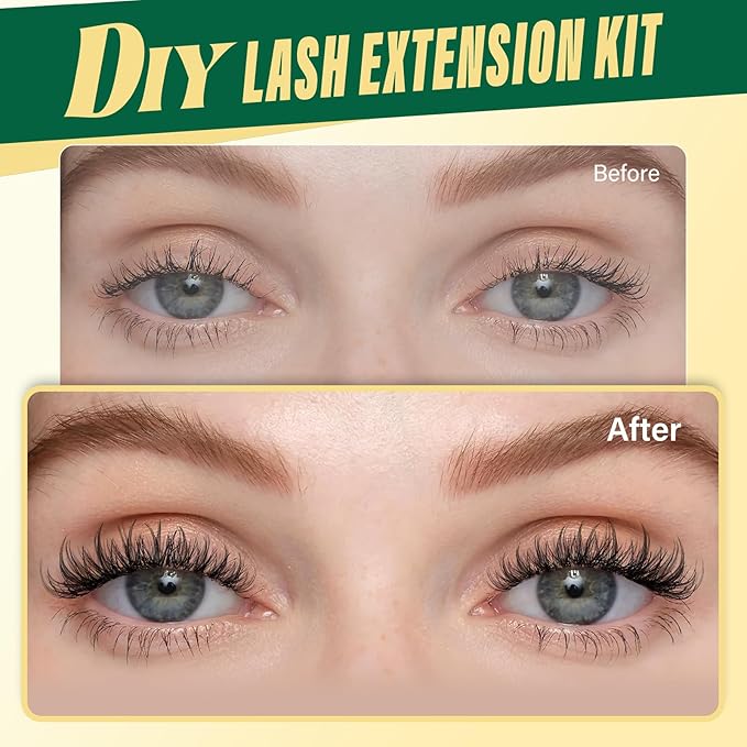 KEYYOULASH Lash Clusters Kit 144pcs 8-18MIX Natural&Wispy Cluster Lashes Thin Band Lash Extension Kit with Bond and Seal,Remover,Applicators for DIY Fluffy Eyelash Extension Kit at Home(KY03 Kit)
