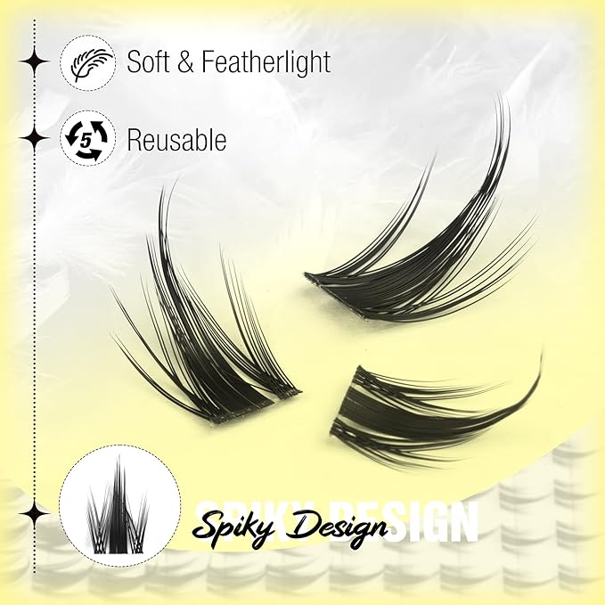 Manga Lash Clusters Anime Eyelash Clusters Spiky Individual Lash Extensions Natural Fairy Cluster Lashes 120 Pcs 11-17MM CC-Curly Cluster Eyelash Extensions Wispy DIY Lash at Home by Mavphnee