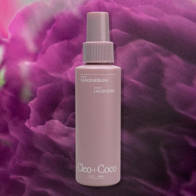Cleo+Coco Functional Magnesium Lavender Spray for Sleep (3.0 oz), Multi-Use Deodorizing & Soothing Body Spray for Women and Men, Aluminum-Free & Vegan