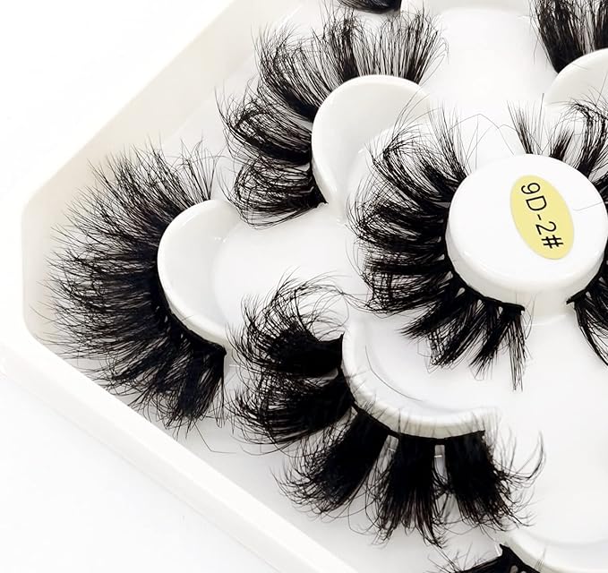 HBZGTLAD new 5 Pairs 25 mm 3d Mink Lashes Bulk Faux with Custom Natural Mink Lashes Pack Short Wholesales Natural False Eyelashes (9D-02#)