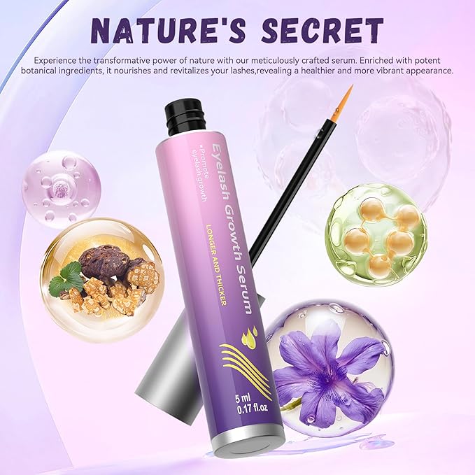 Lash Serum Natural & Vegan Eyelash Growth Serum for Longer, Thicker, Fuller Lashes Nourishing & Conditioning Formula Safe for Sensitive Eyes - 5ml