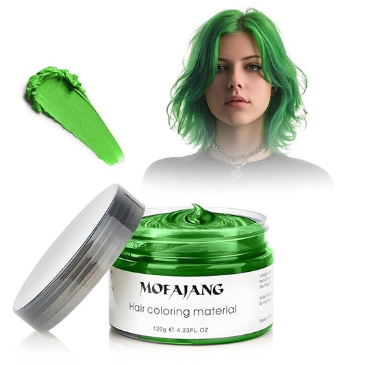 SOVONCARE Green Temporary Hair Color Wax Washable Hair Dye for Men & Women, All-Day Hold Disposable Hair Styling Clays for Party, Cosplay & Daily 4.23 oz