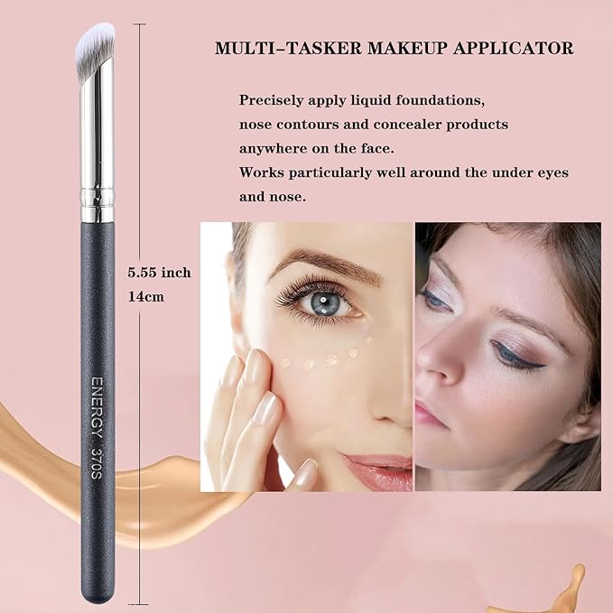 ENERGY Concealer Brush,Angled Under Eye Makeup Small Foundation Precision Face Blending Brush(370S Concealer Brush)