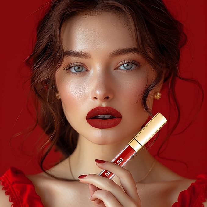 3Pc Matte Liquid Lipsticks for Women, Red Lipstick Nude Lisptick Pink Lipstick, Cruelty Free Long Lasting Lip Makeup (DM05+DM06+DM10)