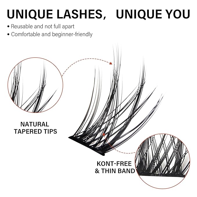 Lash Cluster 144pcs Individual Lashes,8-16mm Diy Lash Extension,C Curl Lash Clusters Wispy,3D Natural Lash Clusters Look Like Eyelash Extension DIY at Home (Orange Spirit-C-8-16mix)