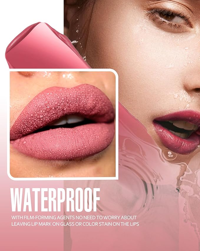 Pink Lipstick Matte Liquid Lipstick Long Lasting for Women Smudgeproof Lipsticks Color Stay Hot Pink Lipsticks Vegan Cruelty-Free Lip Gloss(901 Cool Pink)