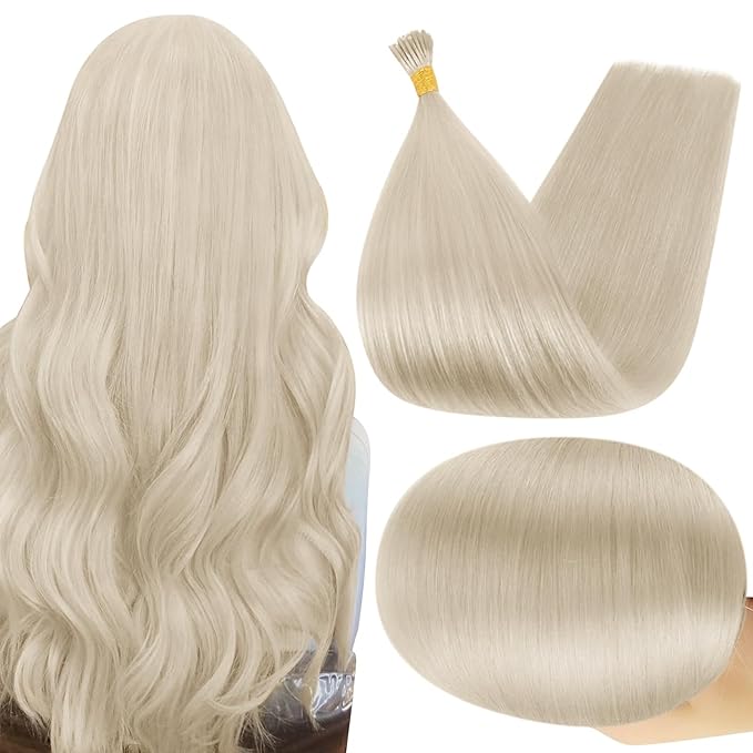Full Shine I Tip Hair Extensions Human Hair 22 Inch Color 60 Platinum Blonde 40 Grams Stick Itip Human Hair Extension Pre Bonded Extensions Remy Hair add Length