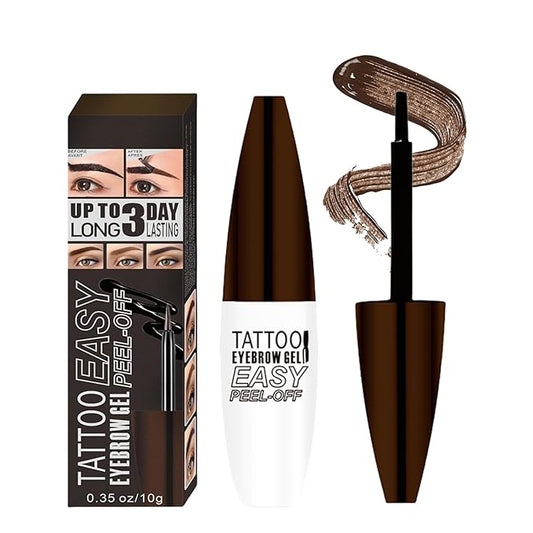 Tattoo Eyebrow Gel Easy Peel Off - Gray Brown Eye Brow Gel Eyebrow Dye Eyebrow Tattoo Peel Off, Natural Safe Brow Color for Women Sparse Brows, Easy Use Lasts 3 Days, Waterproof & Transfer-proof - 03