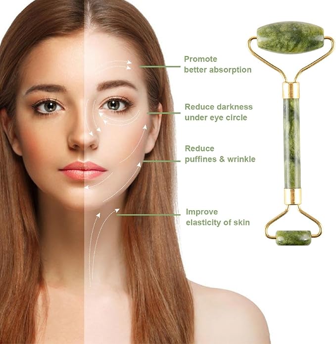Jade Roller and Gua Sha Set,Gua Sha Facial Tools,Face Roller,Jade Roller for Face,Guasha Tools for Face,Self Care Gift for Men Women