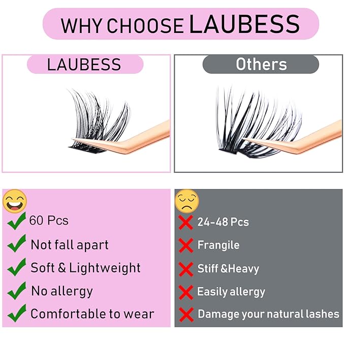 Cluster Lashes Mixed Length Individual Lashes D Curl Lash Clusters Volume Eyelash Clusters DIY Lash Extension Kit Fluffy Cluster Eyelash Extensions (02-0.07D, 9-16mm)