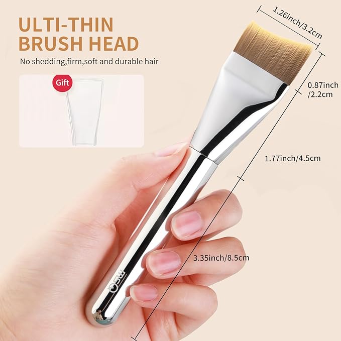 MSQ Foundation Brush, Angled Makeup Brush Ultra Thin Facial Brush Face Mask Brushes for Liquid Foundation, Blending Cream,Mask, Mud, Clay, Charcoal Mixed Mask, DIY