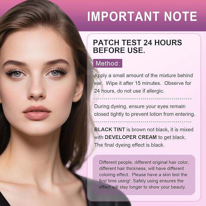 Eyelash & Eyebrow Color Kit, Professional Instant Lash & Brow Color Kit with Natural Black Effects, Easy to Use, DIY Hair Coloring for Salon Home Use 7ml