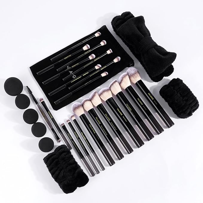 MAANGE Makeup Brushes 30 Pcs Makeup Kit, Multi-functional Makeup Tool Set with 20 Pcs Makeup Brush Foundation Brush Make up Brushes Set with Bag,Black