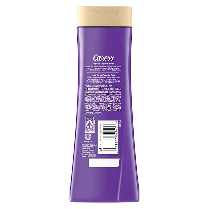 Caress Body Wash Black Orchid & Patchouli Oil To Relax and Recharge Relaxing, Fragrant Body Soap 20 fl oz, (Pack of 2)