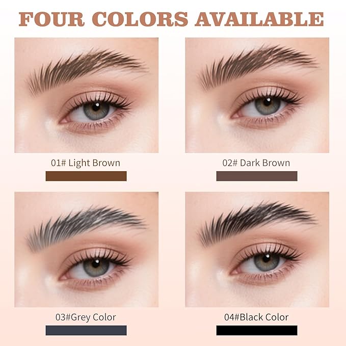 Eyebrow Pen, Waterproof Microblading Eyebrow Pencil, 4 Tip Precise Eye Brow Makeup Pen for Women to Effortlessly Create Hair Like Natural Brows, Non Dry Out and Last All Day (Grey Color)