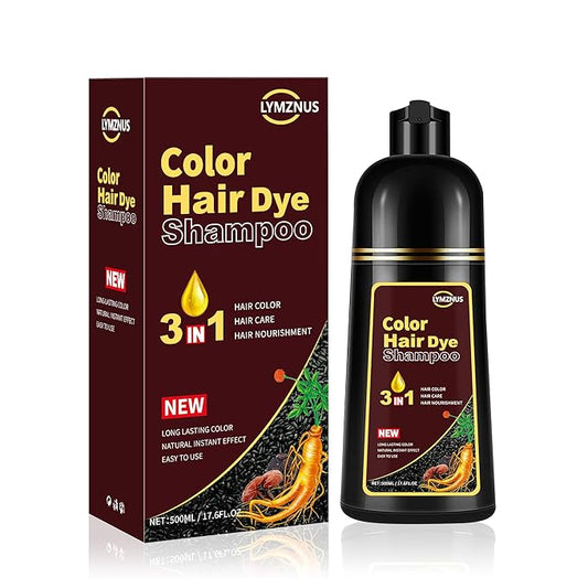 Herbal Dark Brown Hair Coloring Shampoo for Women and Men - 3 in 1 for Gray Coverage, 100% Gray to Brown Hair Color, 500ml