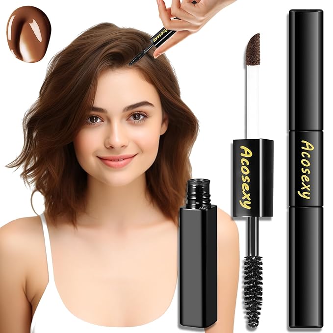 New Cover Touch Up Gray Brush-in Wand,Quick Cover Root Touch Up Rescue, Mascara Natural Water-Resistant Temporary Gray Concealer Cover Up Brush for Hair Mustache & Beard (Med Brown, 1 Pack)