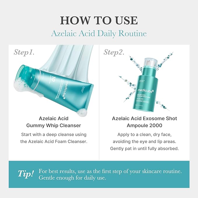 medicube Azelaic Acid Exosome Shot Serum 2000 – Calm Redness due to Dryness while Refining Uneven Texture | Use for After Spot Care, with Azelaic Acid, Niacinamide | Korean Skincare, 30ml / 1.01 fl.oz