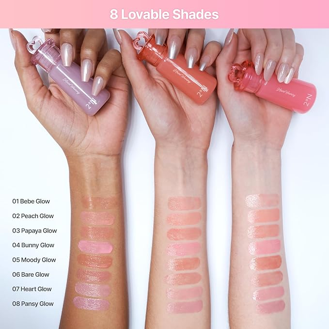 2aN Heart Wearing Liquid Cheek (0.15oz) – Dewy Liquid Blush with Soft Glow & Clear Layering | Hydrating Essence + Glossy Oil Blend | Buildable, Finger-Blend Texture | 8 Vibrant Shades (06 Bare Glow)
