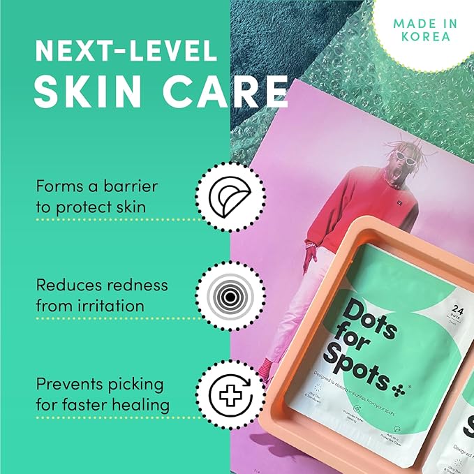 Dots for Spots Pimple Patches For Face - Stocking Stuffers - Fast Acting, Translucent Hydrocolloid Zit Patches that Unclog Pores Korean Skin Care - Vegan, Cruelty Free - (24 count)