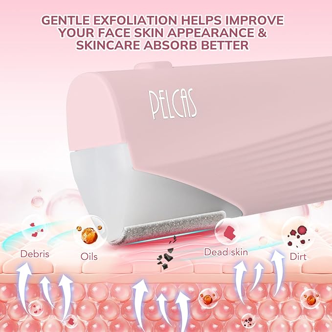 PELCAS Electric Dermaplaning Tool Kit for Women Face with LED Light, Facial Mini Dermaplaning Razor with 6 Blades, 3 Speeds 2 in 1 Facial Peach Fuzz Hair & Exfoliation Removal System at Home BV18-712