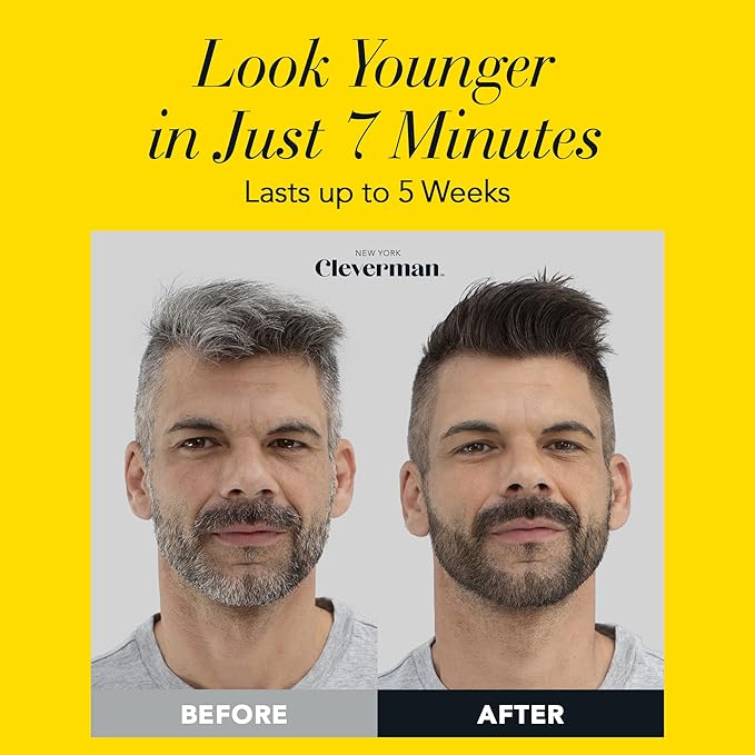 Cleverman Hair & Beard Dye Kit for Men, All-in-One Reusable Mens Hair Color, Natural Gray Coverage, Ammonia-Free Beard Mustache Dye for Men (Light Brown)