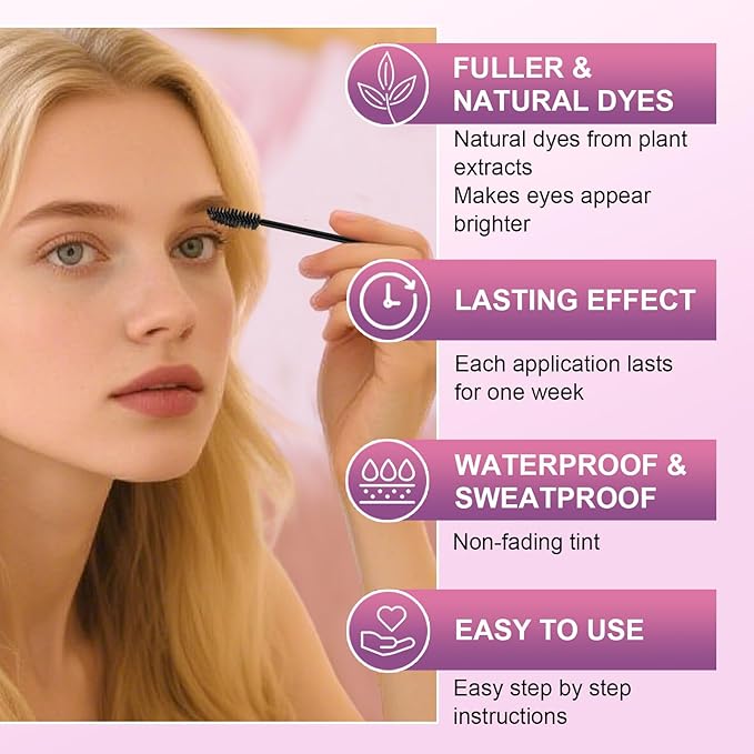 Eyelash & Eyebrow Color Kit, Professional Instant Lash & Brow Color Kit with Natural Black Effects, Easy to Use, DIY Hair Coloring for Salon Home Use 7ml