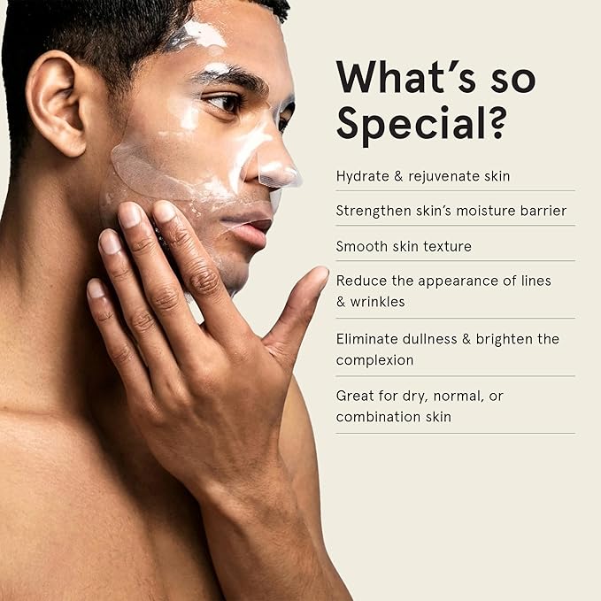 JAXON LANE BRO MASK Premium Korean Face Mask for Men (4 Pack) - Anti Aging Sheet Masks w/Hydrogel, Vitamin C, Hydrolyzed Collagen, & Hyaluronic Acid - Perfect Skin Care Stocking Stuffers for Men