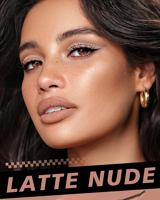 Nude Lipstick Long Lasting, Matte Liquid Lipsticks for Women Non Transfer Smudgeproof Smooth and Easy to Appy Cruelty Free Lip Color, M61 Latte Nude