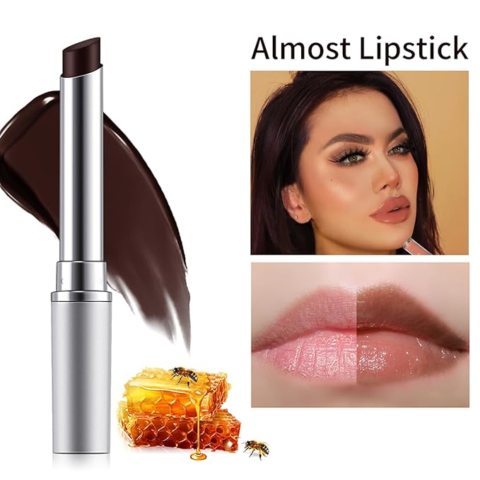 2PCS Honey Lipstick Tinted Lip Balm in Black and Pink，Sheer Hydrating Lipstick for All Skin Tones - Moisturizing Lip Color - Natural Glossy Finish